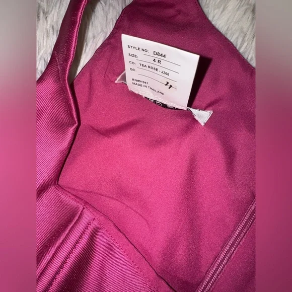 NEW ALFRED SUNG Corset Satin Tea Rose Pink sleeveless Gown Sz 4 - Picture 5 of 7